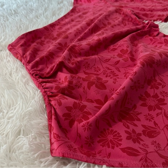 Free People Intimately One Love One-Shoulder Puff Sleeve Bodysuit Floral Size S - Picture 4 of 14